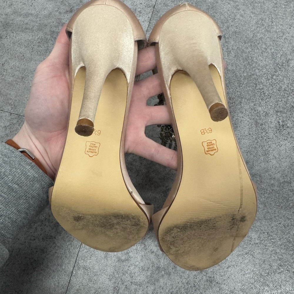 Satin Heels with Rhinestone Accents - Picture 5 of 6